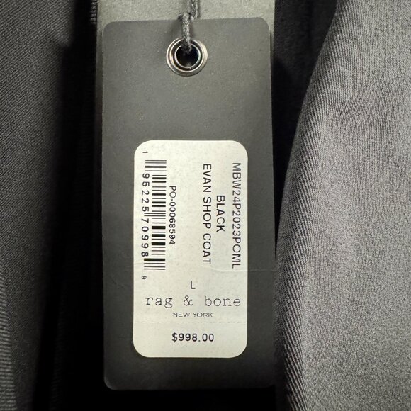 rag & bone Evan Stretch-Twill Black Coat - L - Picture 8 of 8